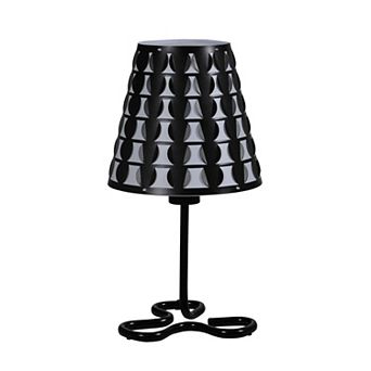 Plastic Shade Metal Table Lamp with Open Clover Base, Black