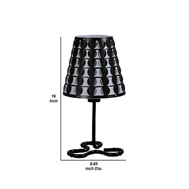 Plastic Shade Metal Table Lamp with Open Clover Base, Black