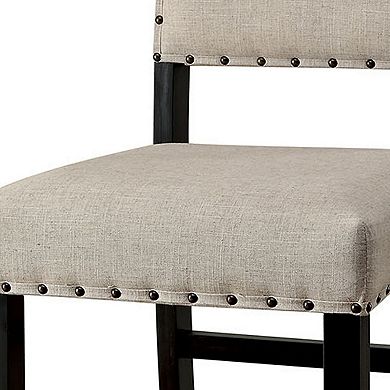 SANIA II Rustic Bar Chair In Ivory Linen, Cream, Set of 2