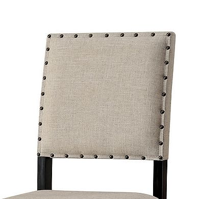 SANIA II Rustic Bar Chair In Ivory Linen, Cream, Set of 2