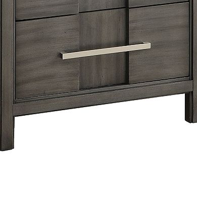 Transitional Solid Wood Night Stand With Two Drawers, Gray