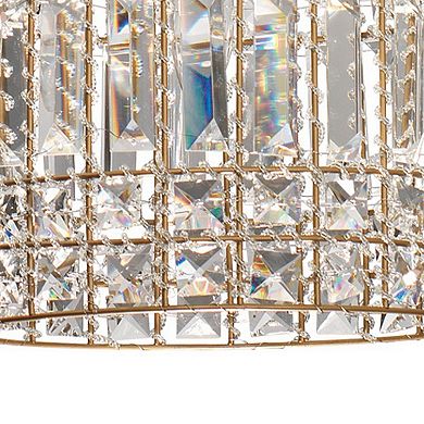 Pendant Chandelier with Dome Metal Frame and Crystal Accents, Gold