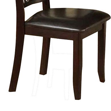 Contemporary Rubber Wood Dining Chair With Upholstered Seat, Set Of 2,Brown