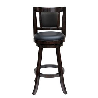 24 in Swivel Wooden Frame Counter Stool with Padded Back, Dark Brown