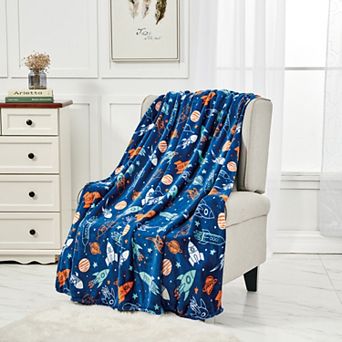 Plazatex Space Adventure Microplush Decorative All Season 50" X 60" Throw Blanket