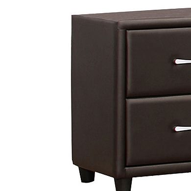 2 Drawer Night Stand In Wood And PVC, Black