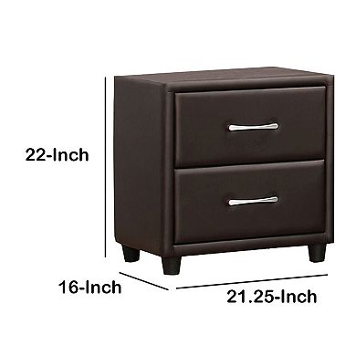 2 Drawer Night Stand In Wood And PVC, Black