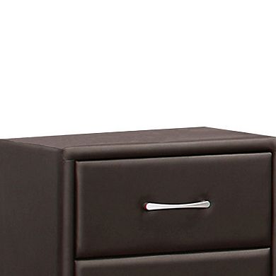2 Drawer Night Stand In Wood And PVC, Black