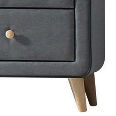 Transitional Style Wood and Fabric Upholstery Dresser with 6 Drawers, Gray
