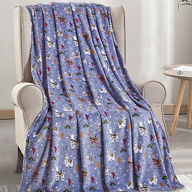 Plazatex Llama Microplush Decorative All Season 50" X 60" Throw Blanket