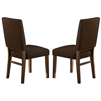Wood & Fabric Dining Side Chair With Comfortable Padding, Set of 2