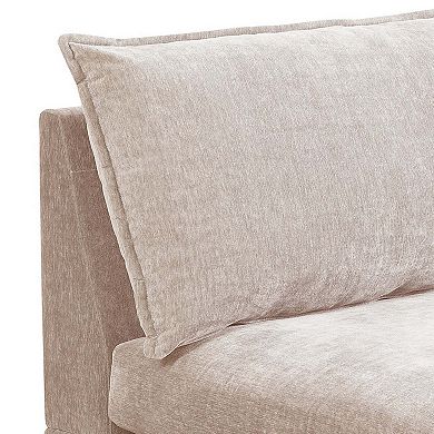 Rio 33 Inch Modular Armless Sofa Chair, Lumbar Cushion, Beige Fabric