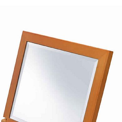 Wooden Rectangular Tilted Bevelled Mirror, Brown and Silver