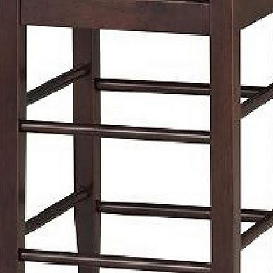 Rush Woven Wooden Frame Counter Stool with Saber Legs, Beige and Dark Brown