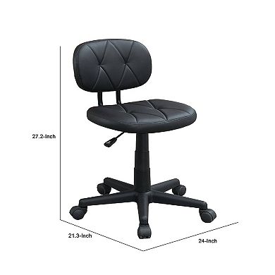 Office Chair with Adjustable Height and Diamond Stitch, Black
