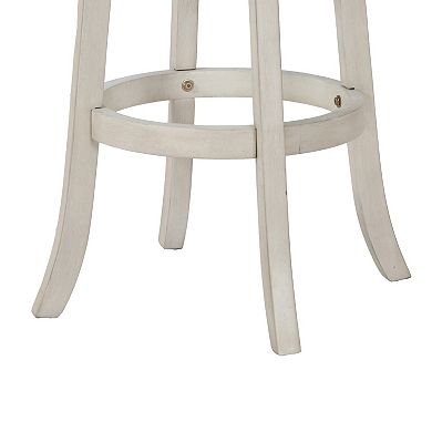 Curved X Shaped Back Swivel Barstool with Fabric Padded Seating, Antique White