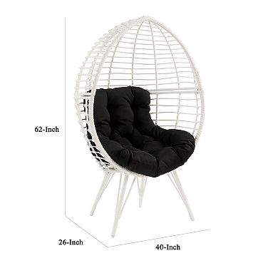 Wicker Patio Lounge Chair with Angled Metal Legs, White