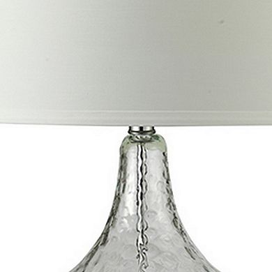 Table Lamp with Pot Bellied Glass Body, Clear and White