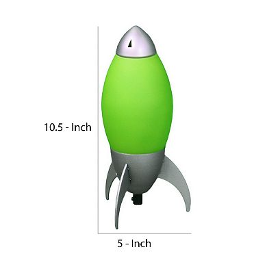 Kid Table Lamp with Rocket Design Silhouette, Green