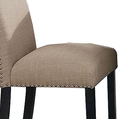 Wooden Side Chairs with Nailhead Trims, Set of 2, Beige and Black