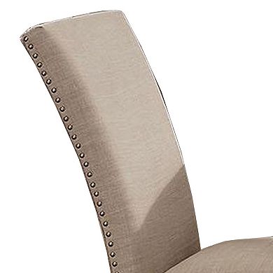 Wooden Side Chairs with Nailhead Trims, Set of 2, Beige and Black