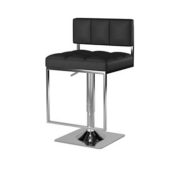 Adjustable Contemporary Metal Bar Stool, Black & Silver