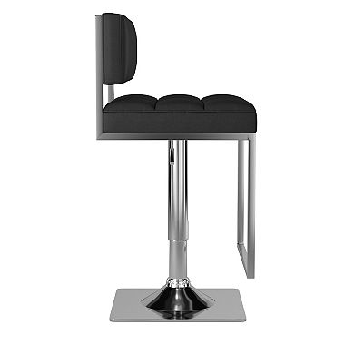 Adjustable Contemporary Metal Bar Stool, Black & Silver