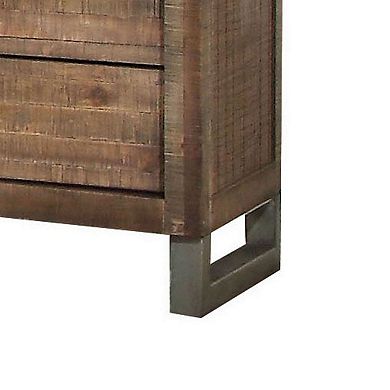 Modern Style 3 Drawers Wood Nightstand By Andria, Brown