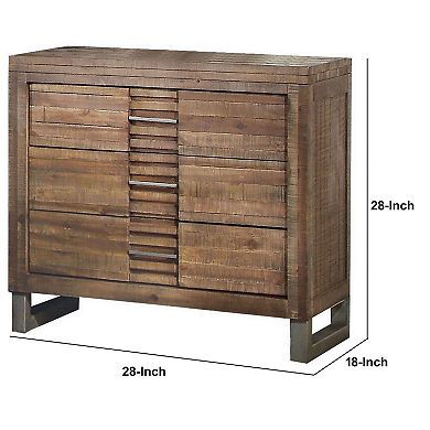 Modern Style 3 Drawers Wood Nightstand By Andria, Brown