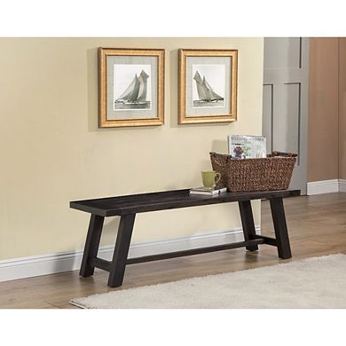 Transitional Style Bench In Acacia Wood Gray
