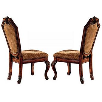 Side Chair with Fabric Seat and Crown Top, Set of 2, Brown