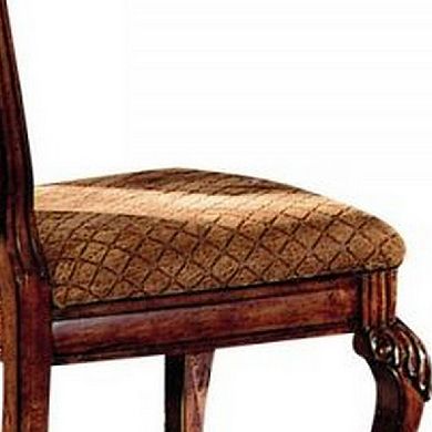 Side Chair with Fabric Seat and Crown Top, Set of 2, Brown