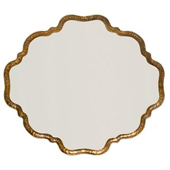 Mirror with Scalloped Design and Metal Frame, Antique Gold
