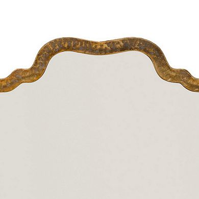 Mirror with Scalloped Design and Metal Frame, Antique Gold