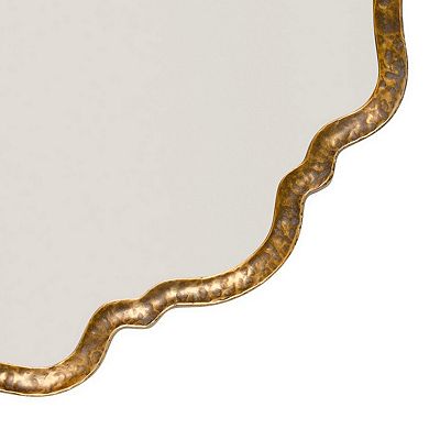 Mirror with Scalloped Design and Metal Frame, Antique Gold