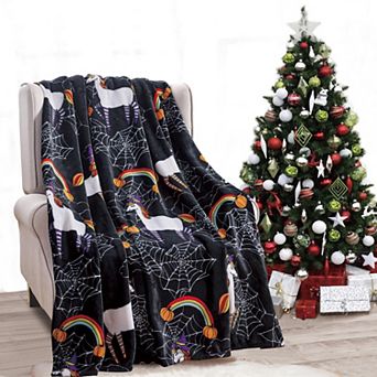 Plazatex Black Holyday Microplush Decorative All Season 50" X 60" Throw Blanket