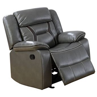 37 in Leatherette Glider Recliner with Pillow Arms, Gray