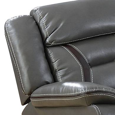 37 Inches Leatherette Glider Recliner with Pillow Arms, Gray