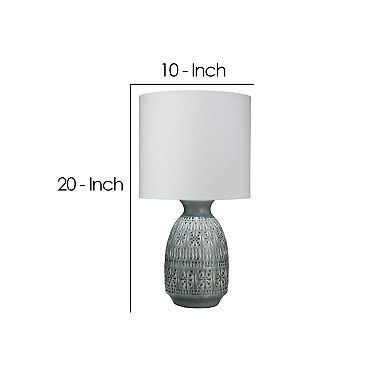 Table Lamp with Cut Out Geometric Pattern, Blue