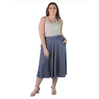 Plus Size 24Seven Comfort Apparel Pleated Pocket Midi Skirt