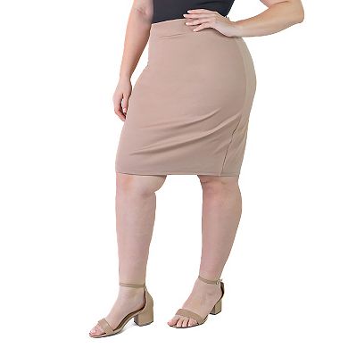 Plus Size 24Seven Comfort Apparel Knee Length Pencil Skirt