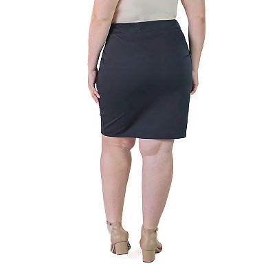 Plus Size 24Seven Comfort Apparel Knee Length Pencil Skirt