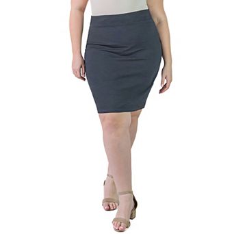 Plus Size 24Seven Comfort Apparel Knee Length Pencil Skirt