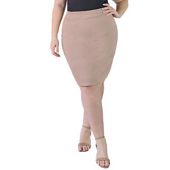 Plus Size 24Seven Comfort Apparel Knee Length Pencil Skirt