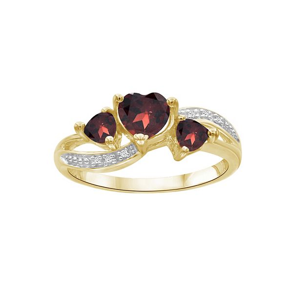 Jewelexcess 14k Gold Over Silver Garnet & Diamond Accent Ring