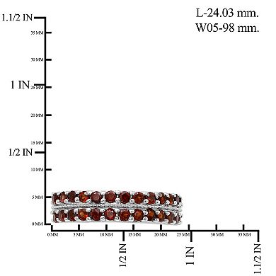 Jewelexcess Sterling Silver Garnet Double Row Ring