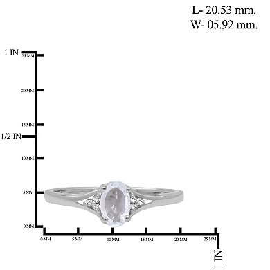 Jewelexcess Sterling Silver Oval White Topaz & Diamond Accent Ring