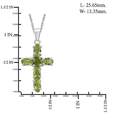 Jewelexcess Sterling Silver Peridot Cross Pendant Necklace
