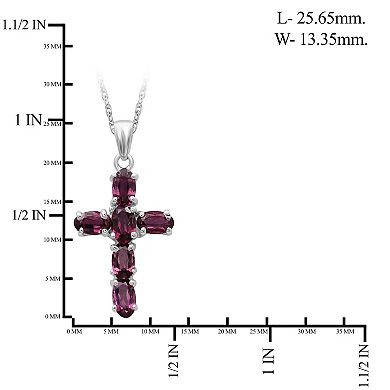 Jewelexcess Sterling Silver Garnet Cross Pendant Necklace