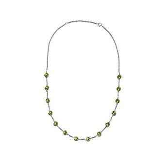 Jewelexcess Sterling Silver Peridot Station Necklace